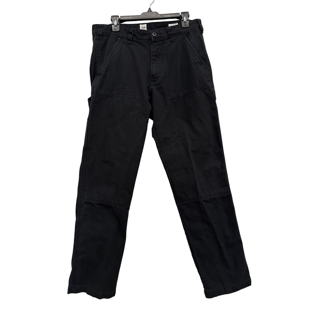 GAP Men's Carpenter Pants‎ Black 100% Cotton Size 32x32 Straight Leg Double Knee